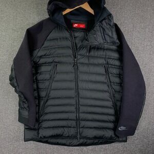 Nike Aeroloft 800 Down Jacket Men 2XL NSW Tech Fleece Black Hooded Full Zip